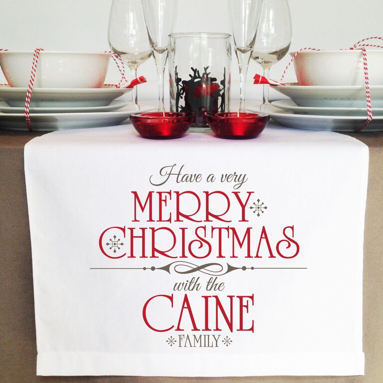 Personalised Name Table Runner Merry Christmas Table Runner Finlee And Me 7719